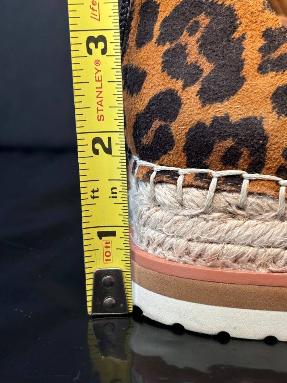 Vince Camuto Leopard Espadrille Platform Sandals Ankle Wrap Rope Sole EU 36 1/2